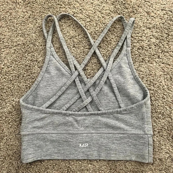 MP Athletics Strappy Gray Minimal Light Compression Sport Bra Size Small Cross - Picture 4 of 9
